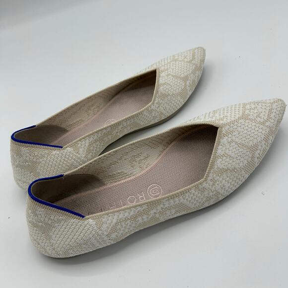 Rothy’s The Point Flats Lily Ivory Beige Knit Women’s Size 10.5 Sustainable - Picture 1 of 16